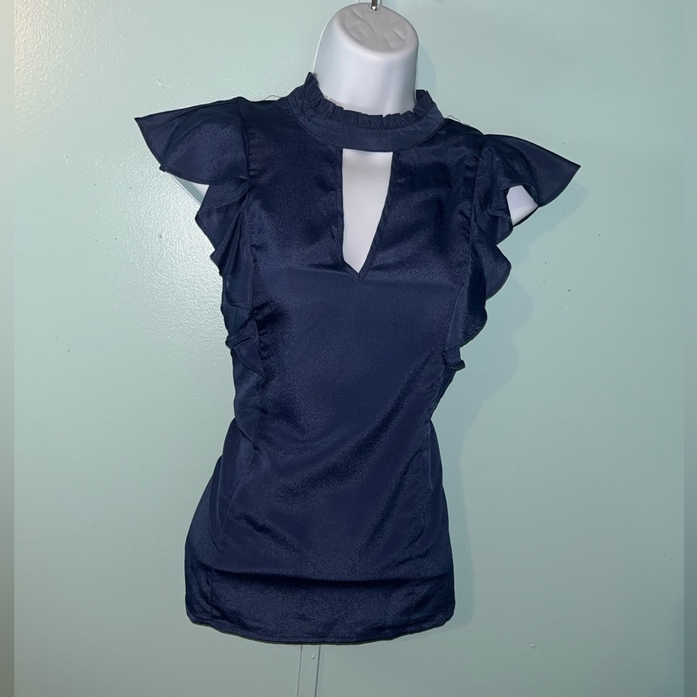 BCBGeneration Blouse High‎ Neck Ruffle